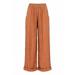 Krista Larson Wide Leg Silk Blend Pants Copper Stripe Textured Elastic Waist OS